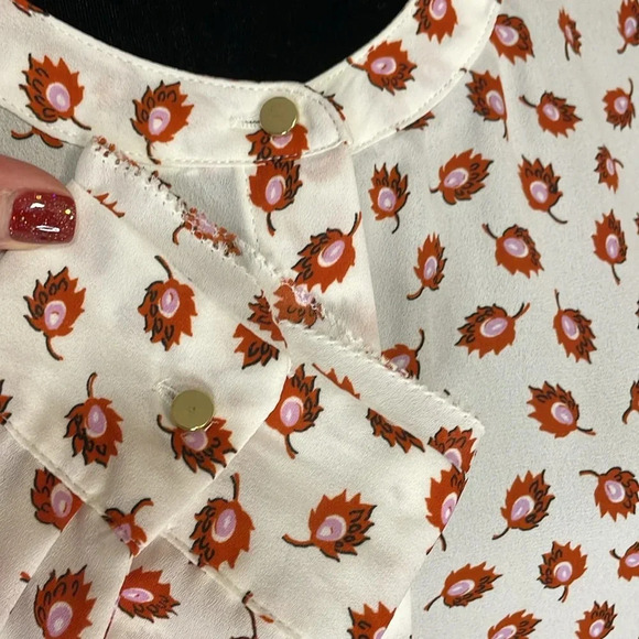 Liz Claiborne Career Women’s Large Button Down Long Sleeve Leaf Print Blouse - Picture 7 of 9